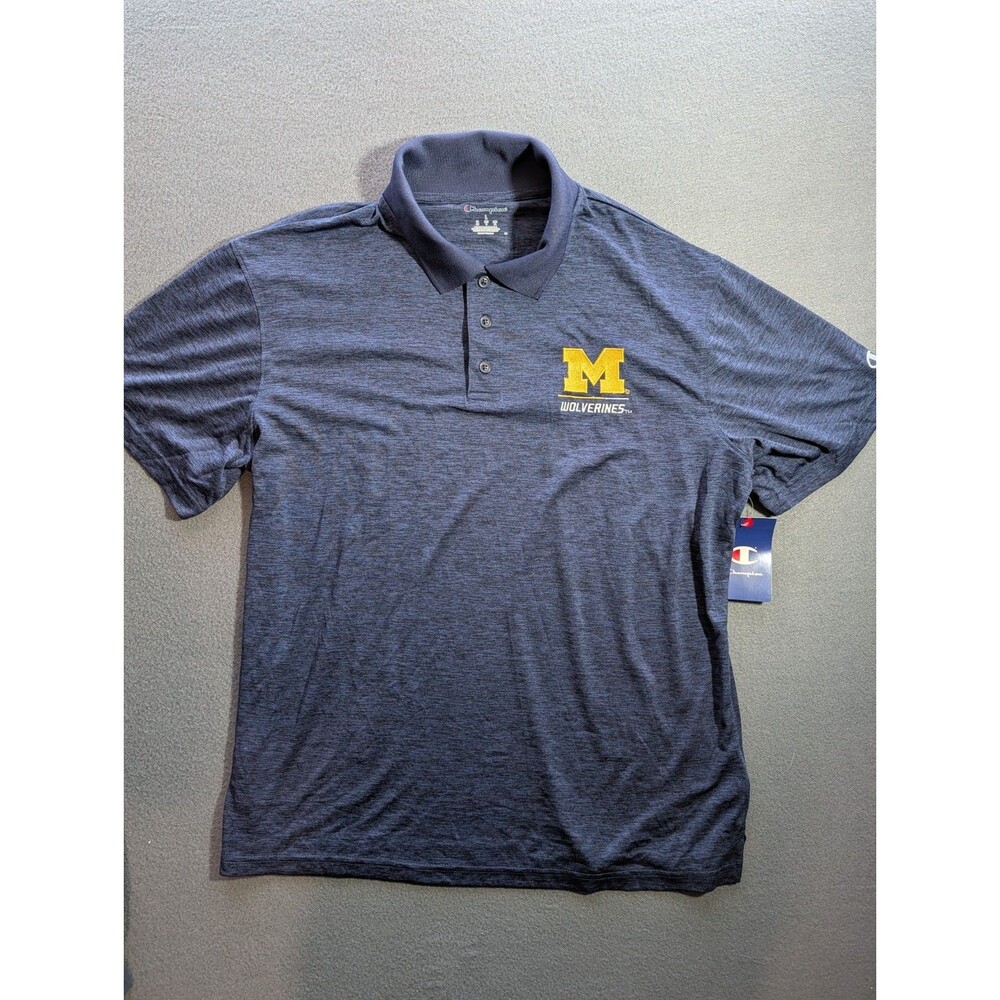 Champion Michigan Wolverines Men’s Large Navy Performance Polo Shirt NWT